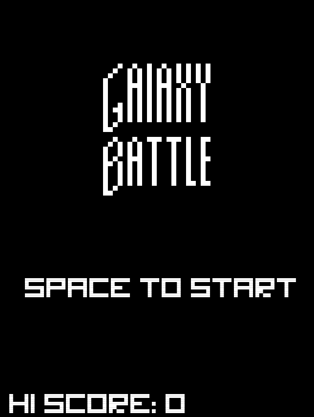 The title screen of Galaxy Battle, reading 'PRESS SPACE TO START' and a high score of 0